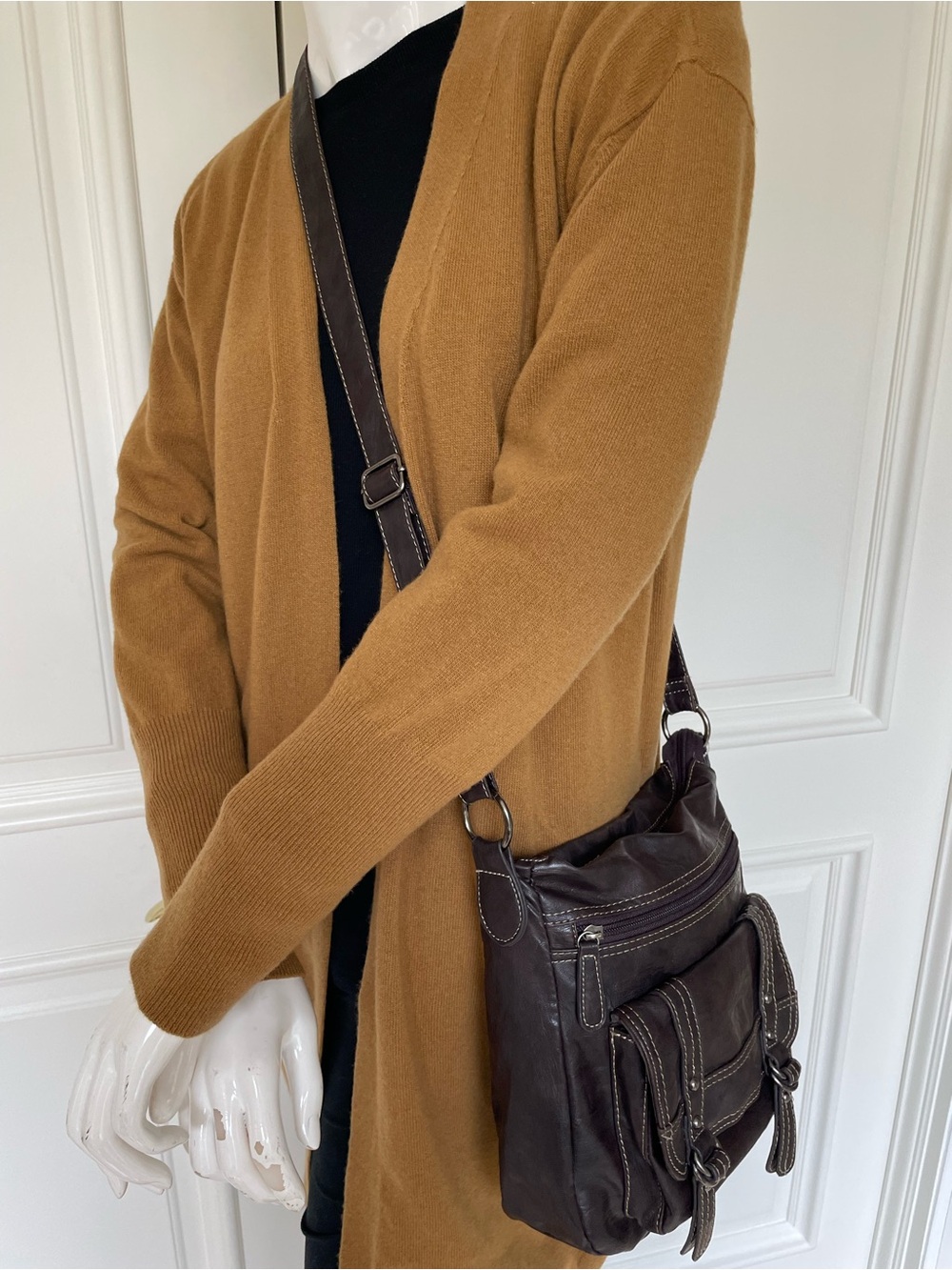 D-Fusion Brown Crossbody Messenger Bag | Multi Pocket | Soft Vegan Leather